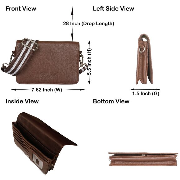 Leather Brown Crossbody Shoulder Bag – Sling Messenger Bag for Work, Daily Use - Picture 3 of 10